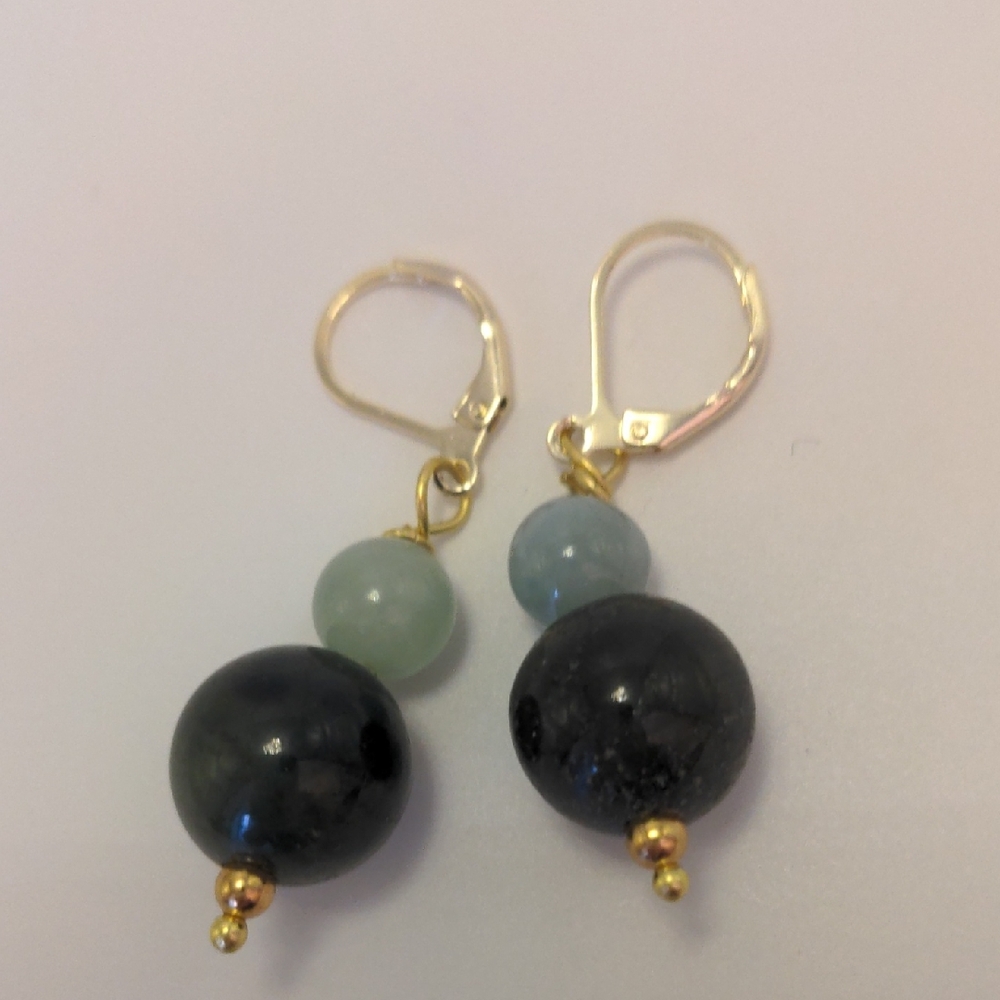 Burmese Jade Gold Filled Earrings, Genuine, 1 2/3 Dangle Drop New,